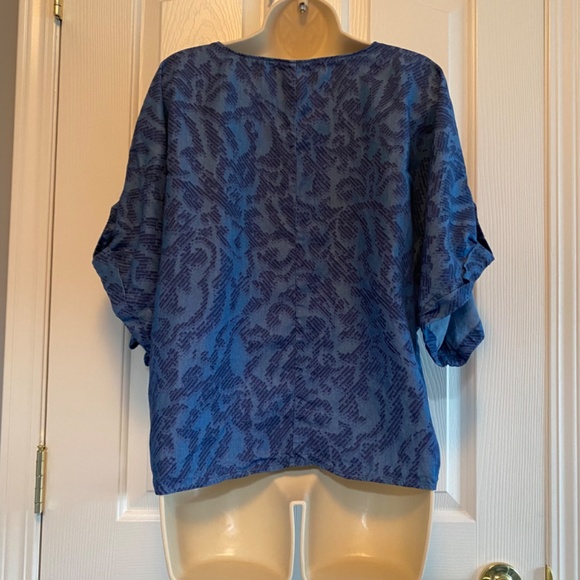 BUY 2 ITEMS AND GET 1 FREE - Marc New York Denim look short sleeve top Sz L - Picture 4 of 6